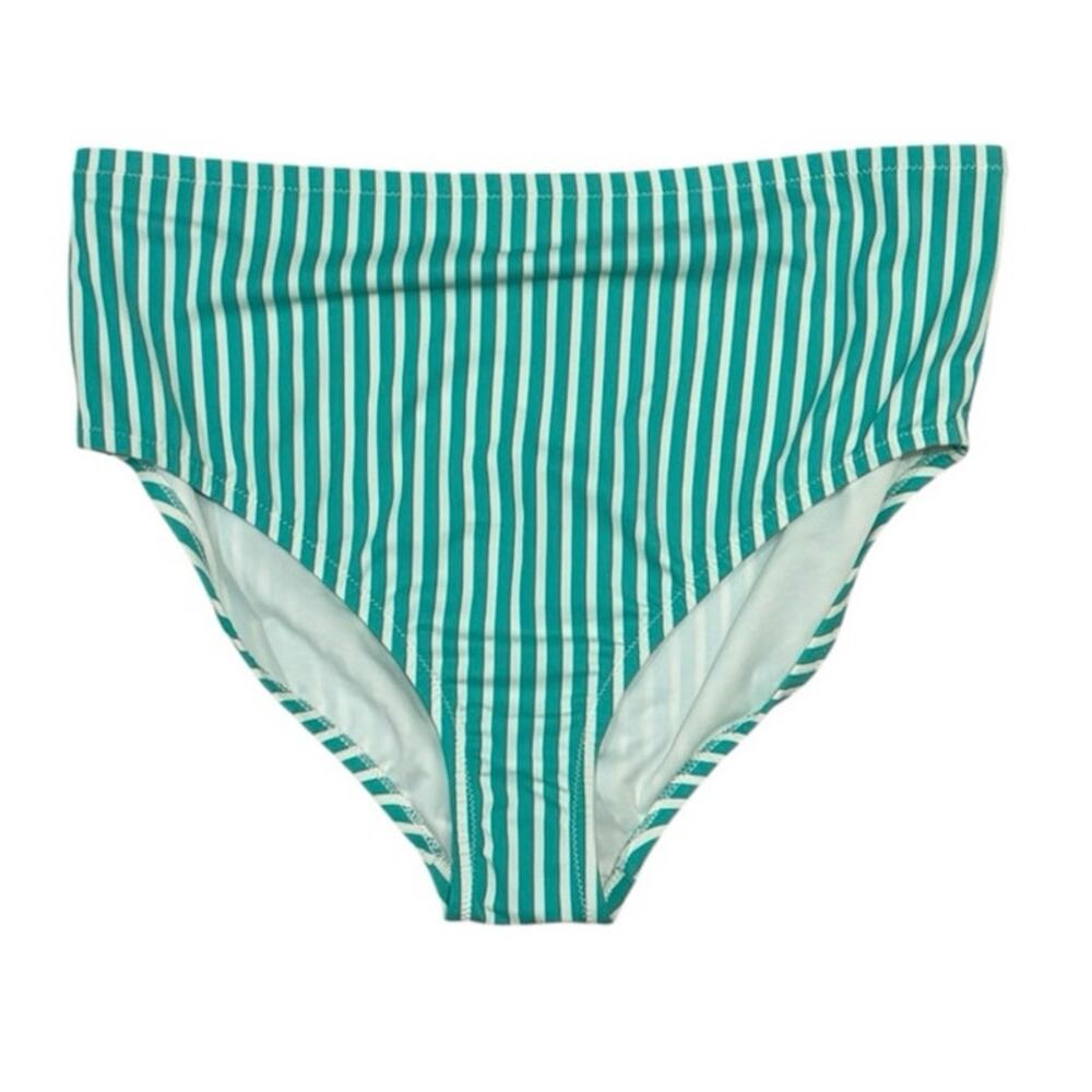 New Kona Sol Green White Striped Bikini Bottoms 16W/18W